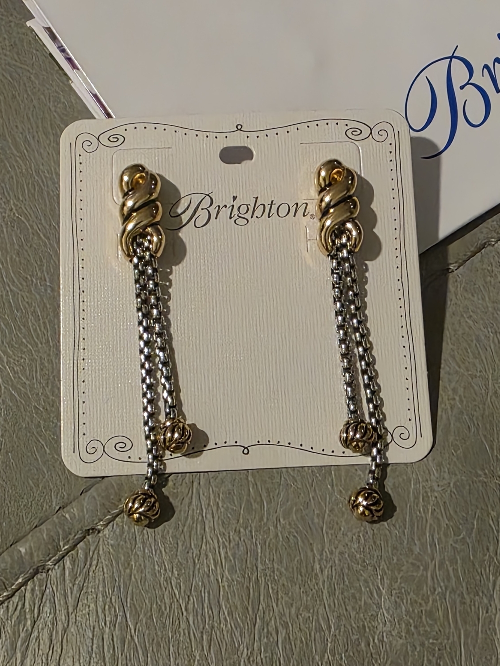 Brighton Mixed Metal Dangle Earrings interlok Twist Gold Silver new$72